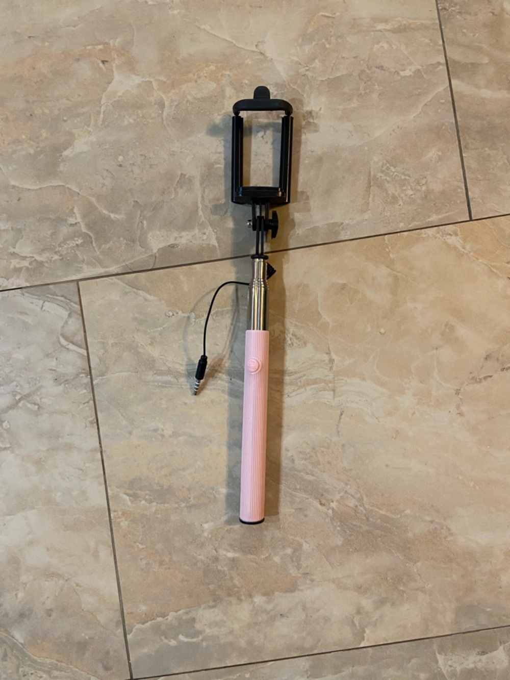 Pink Wired Selfie Stick Extendable Portable Travel Vacation Trip Pictures